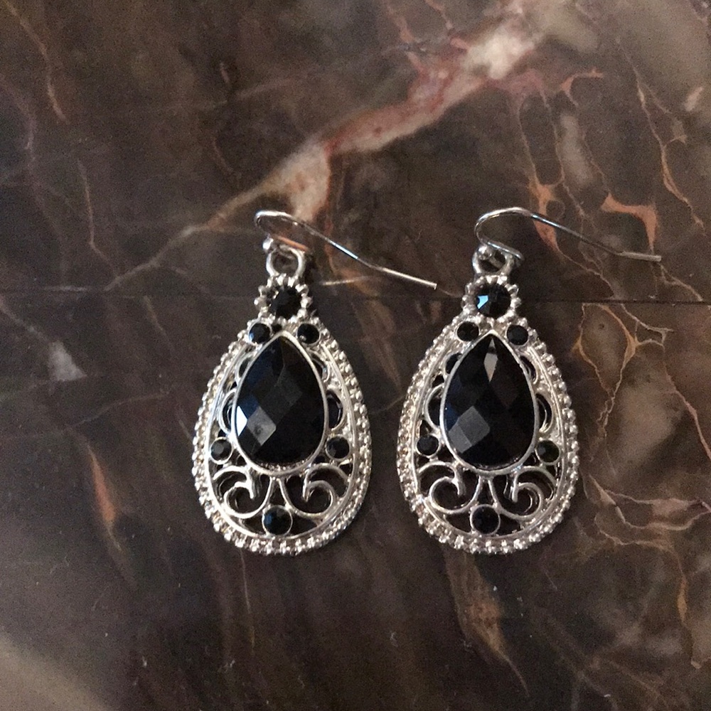 Black and silver earrings